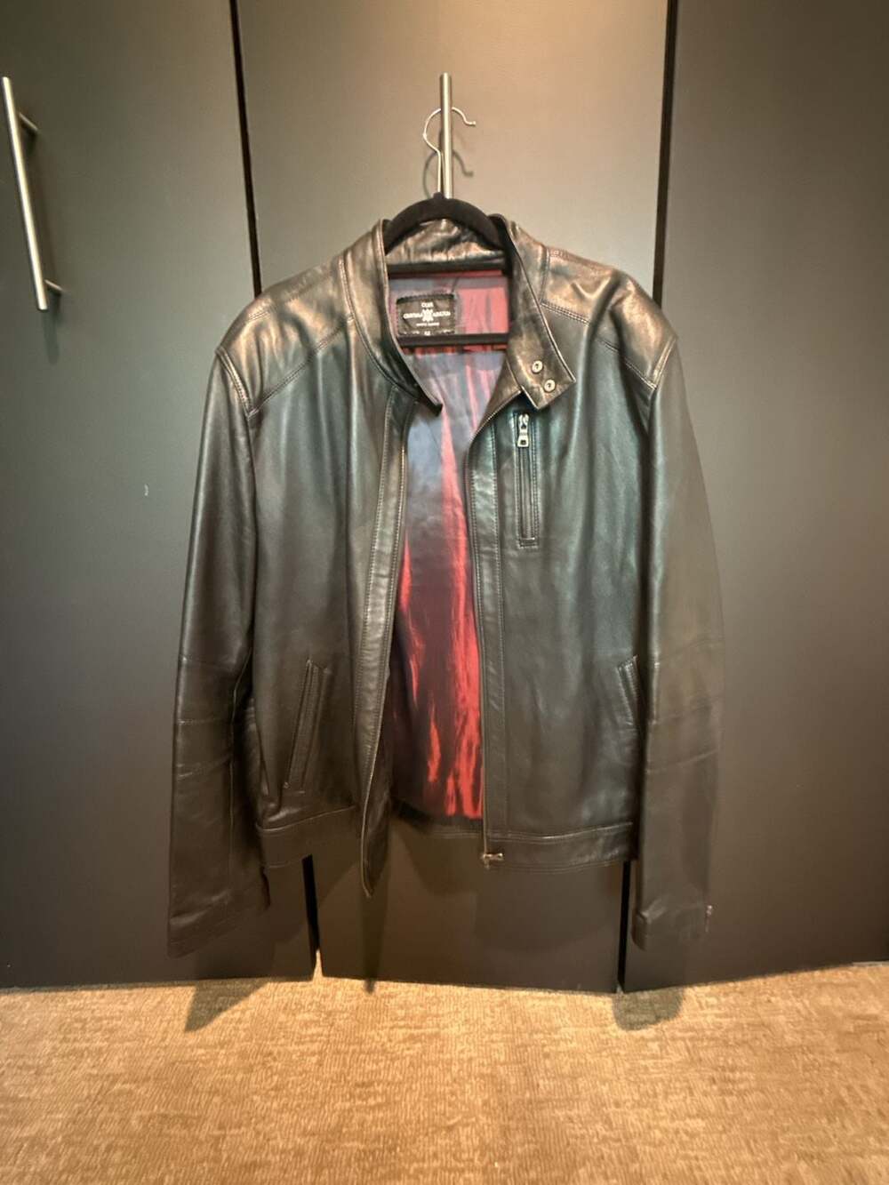 New Black Leather Racing Jacket Size 58